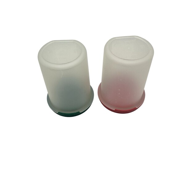 2 Tupperware Modular Mates 15 oz Round Storage Containers Green & Pink Lids Used - Picture 2 of 5